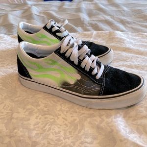 VANS Old Skool Green Flame shoes - size 7.5